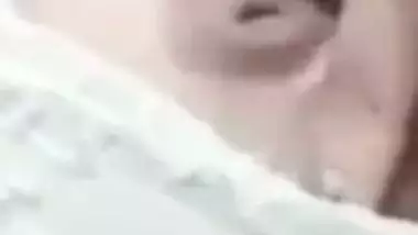 Cute expression during topless boobs show by Indian girl