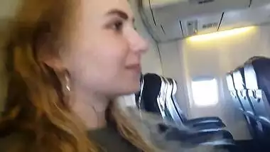 PUBLIC AIRPLANE Handjob and Blowjob
