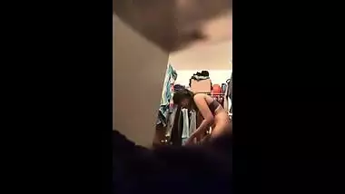 Indian girl changing in bathroom