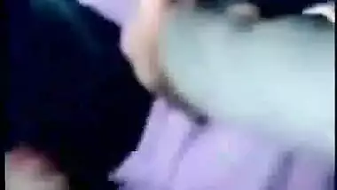 Self-made porn video by Indian guy licking large boobs while driving a car