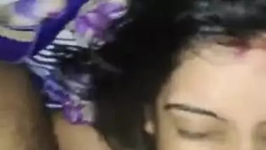 Beautiful newly married wife facialized with cum